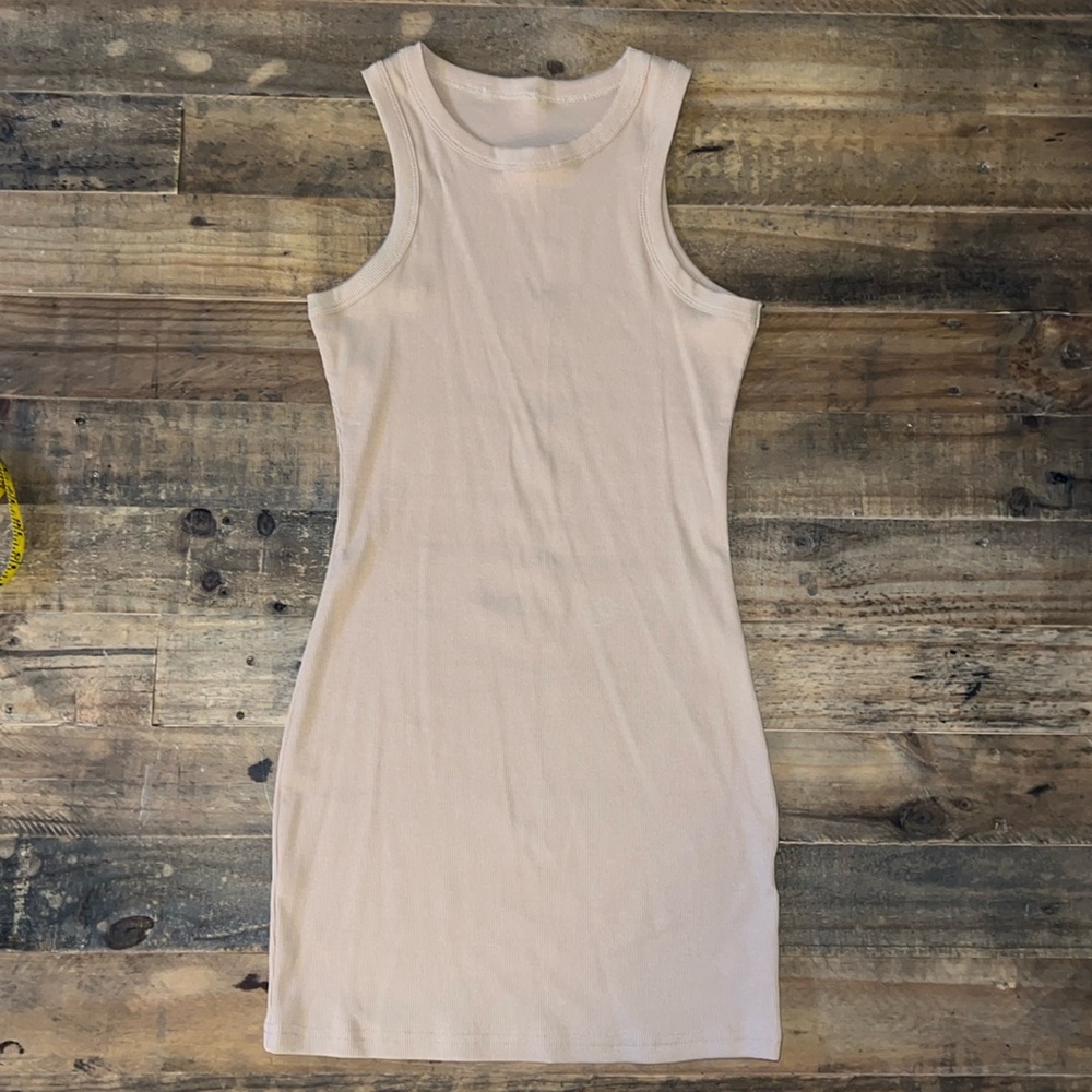 Tan Ribbed Mini Dress